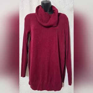 Crown & Ivy Women's Wine Red Pullover Cowl Neck Sweater Size Small